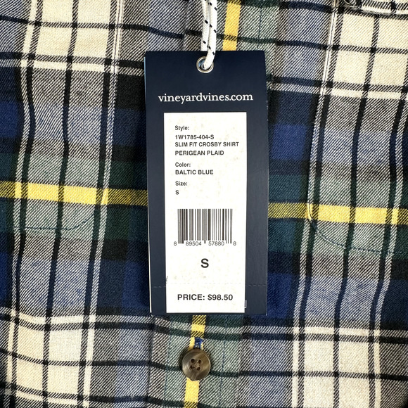 Vineyard Vines Crosby Shirt Mens Small Plaid Button Down Flannel Performance New - Picture 6 of 12